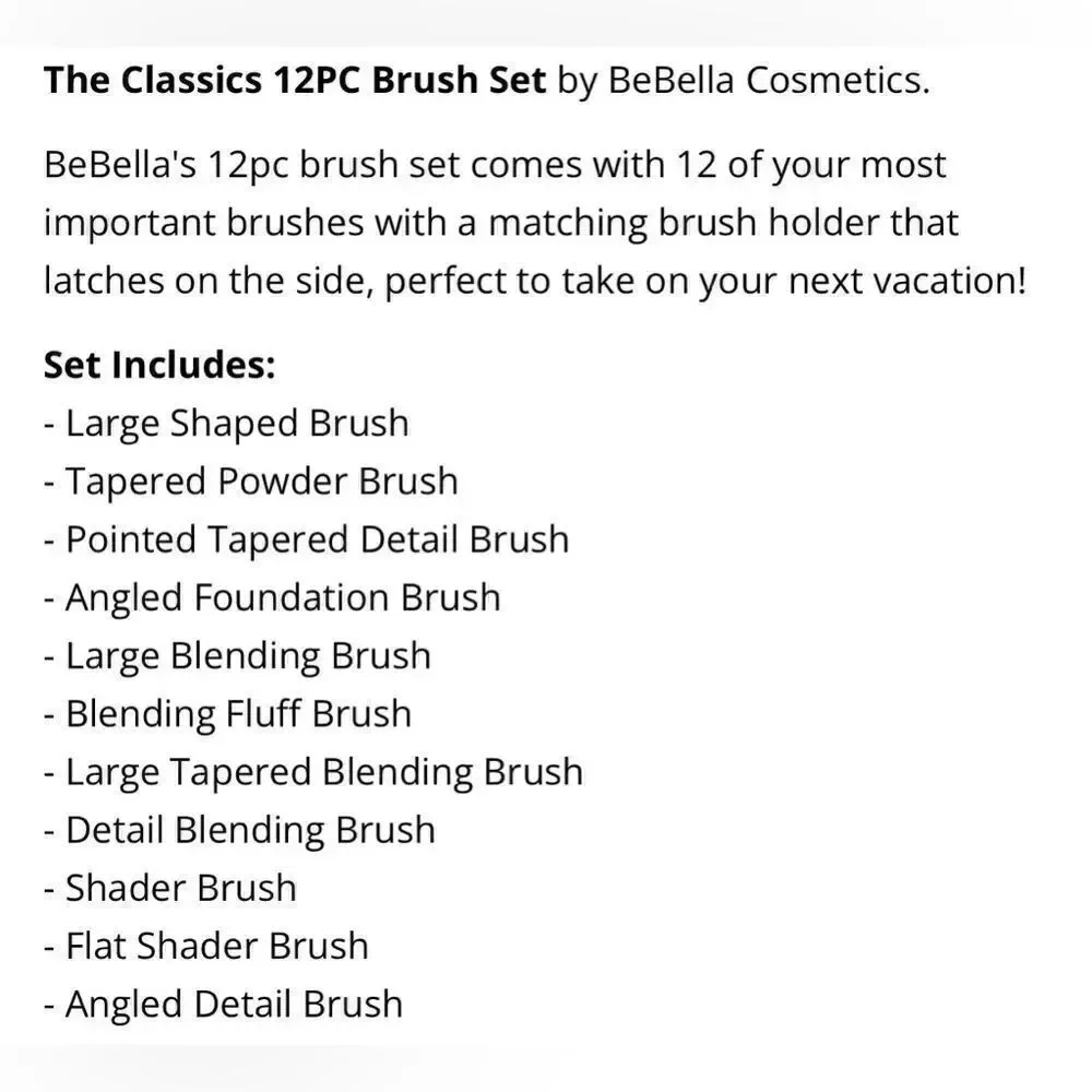 New! BeBella The Classic 12 pcs Makeup Brushes
